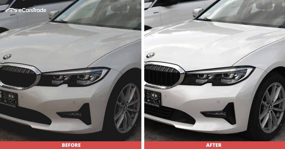 еЦарсТраде графика која приказује пре и после уређене фотографије аутомобила