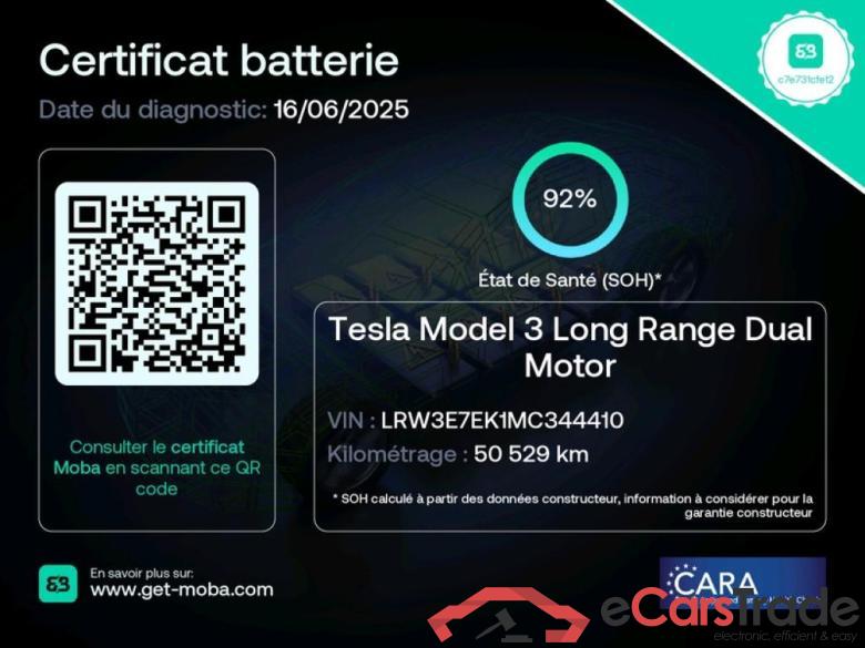 Tesla Grande Autonomie Dual Motor AWD TESLA Model 3 / 2018 / 4P / Berline Grande Autonomie Dual Motor AWD #2