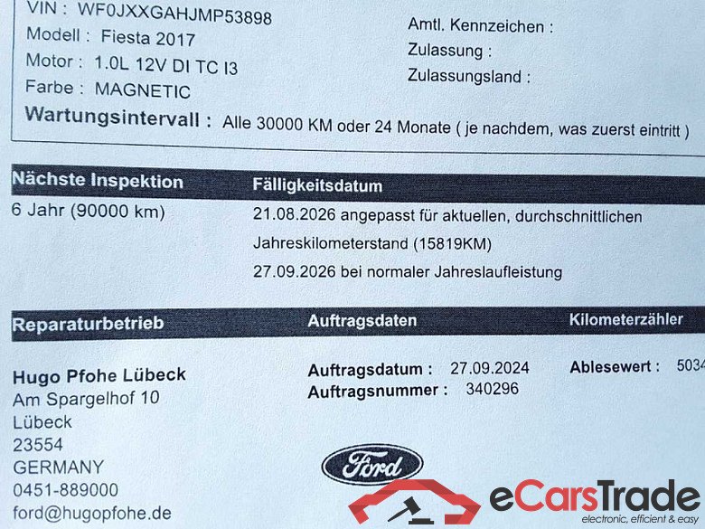 Ford Fiesta (CE1)(2017->) DE - LimS5 1.0 EcoBoost EU6d, ST-Line Start/Stopp (EURO 6d), 2021 - 2022 #4