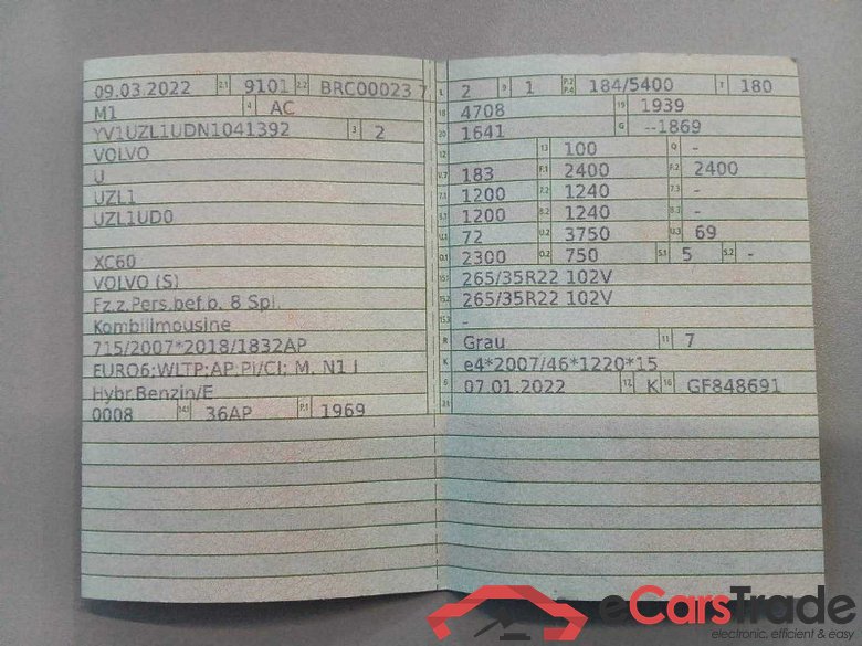 Volvo XC60 (03.2017->) DE - SUV5 B5 (Benzin) 2WD EU6d, R-Design Mild-Hybrid (EURO 6d), (Facelift) 2021 #2